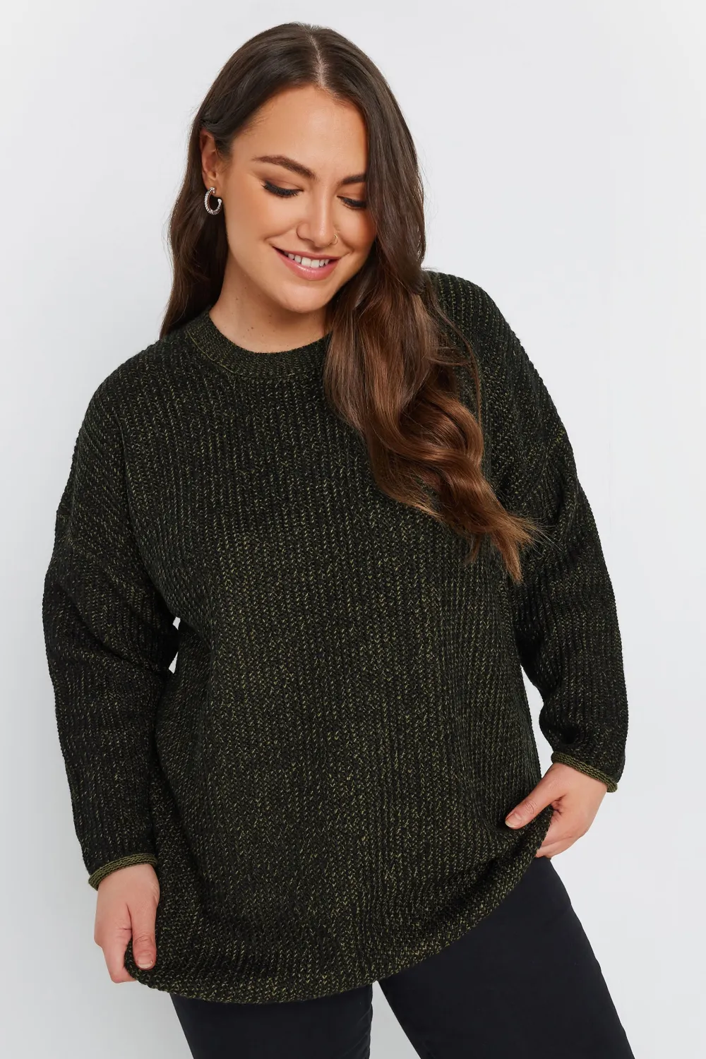 YOURS Curve Grey Drop Shoulder Knitted Jumper