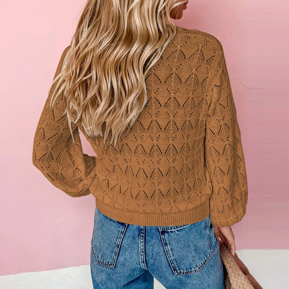 Solid Colors Jacquard Weave Casual Cardigan