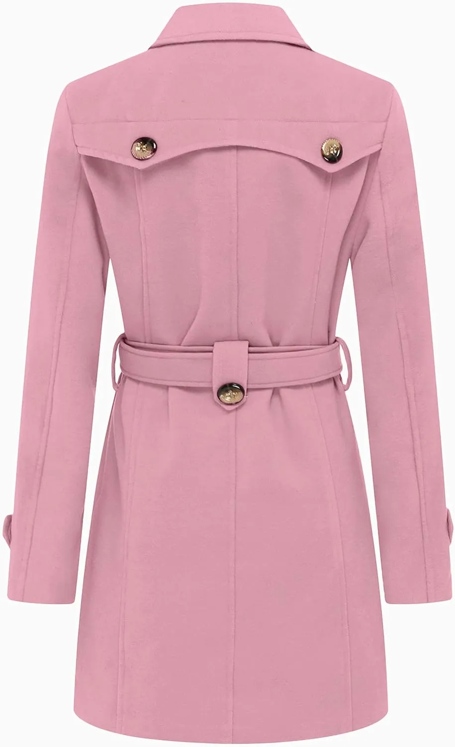 Women's Double Breasted Pea Coat Winter Mid-Long Trench Coat with Belt