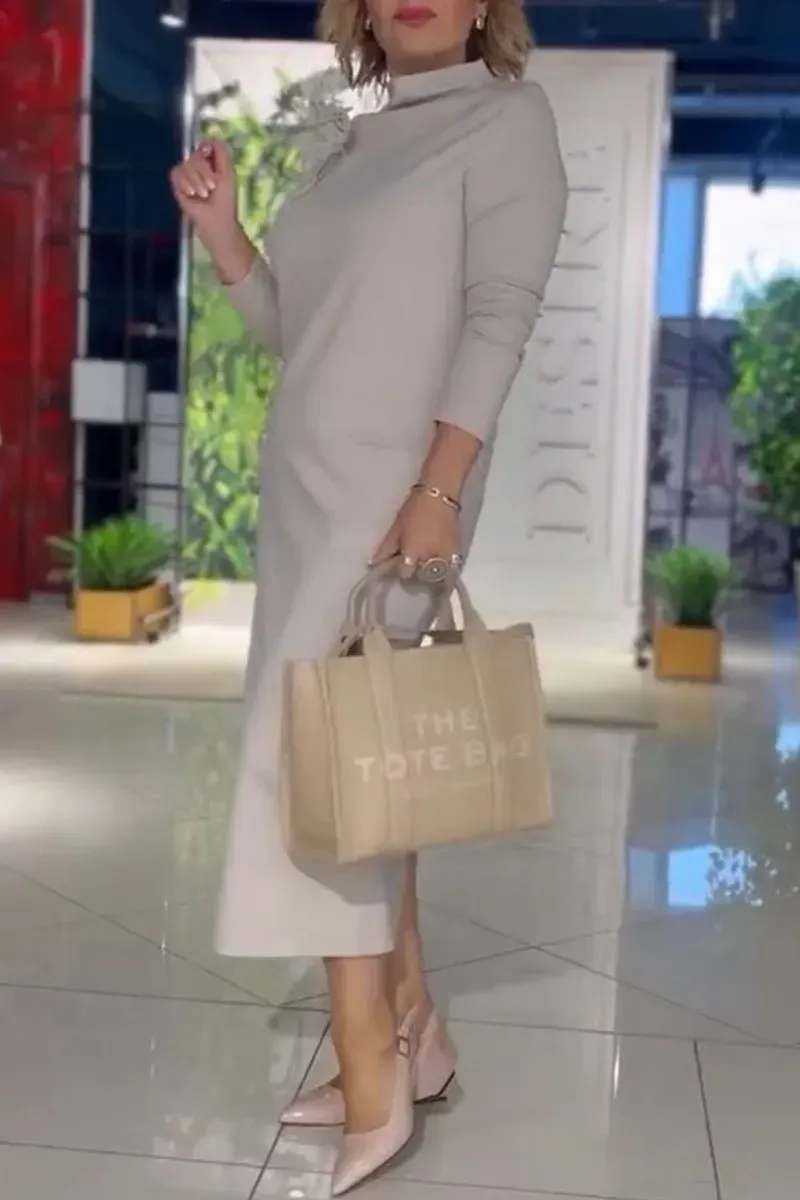 Women's Solid Color Turtleneck Dress