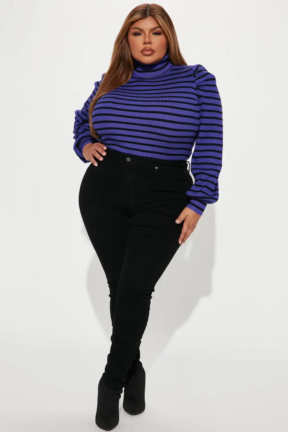 Toxic Touch Turtleneck Sweater - Blue/combo