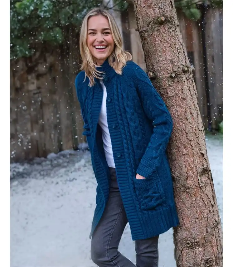 Pure Wool Aran Coatigan