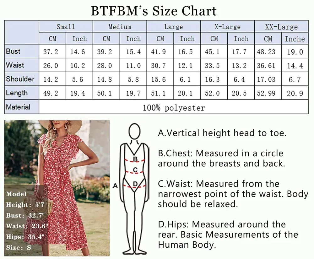 Women Summer Bohemian Floral Casual Wrap V Neck Ruffle Cap Sleeveless Belt A-Line Pleated Hem Swing Midi Sun Dress