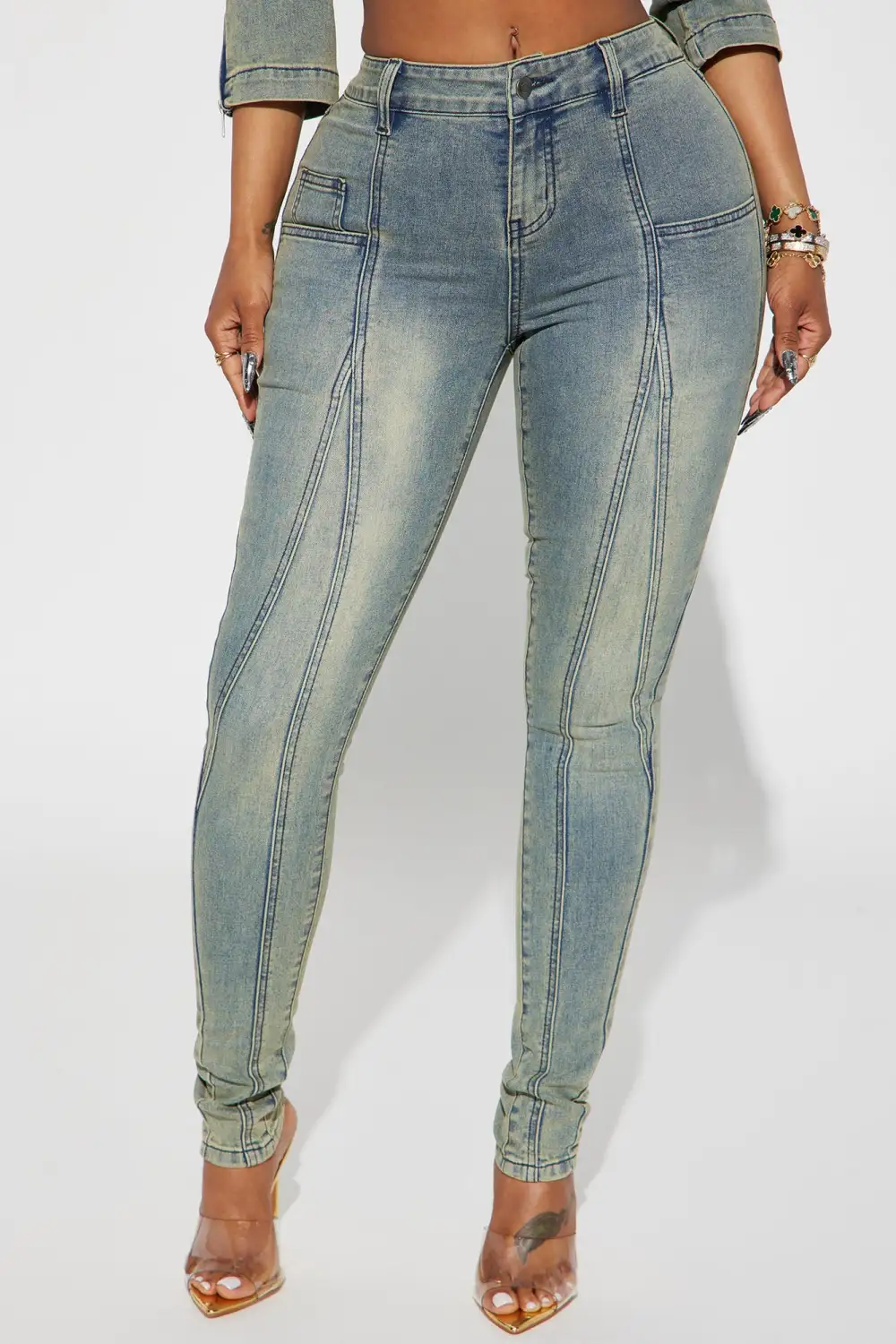 Moto Mayhem Mid Rise Stretch Skinny Jeans - Medium Wash