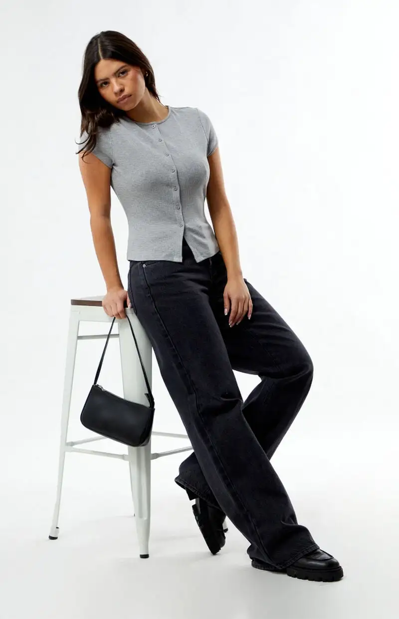 Est. PAC 1980 Parker Ribbed Button Top