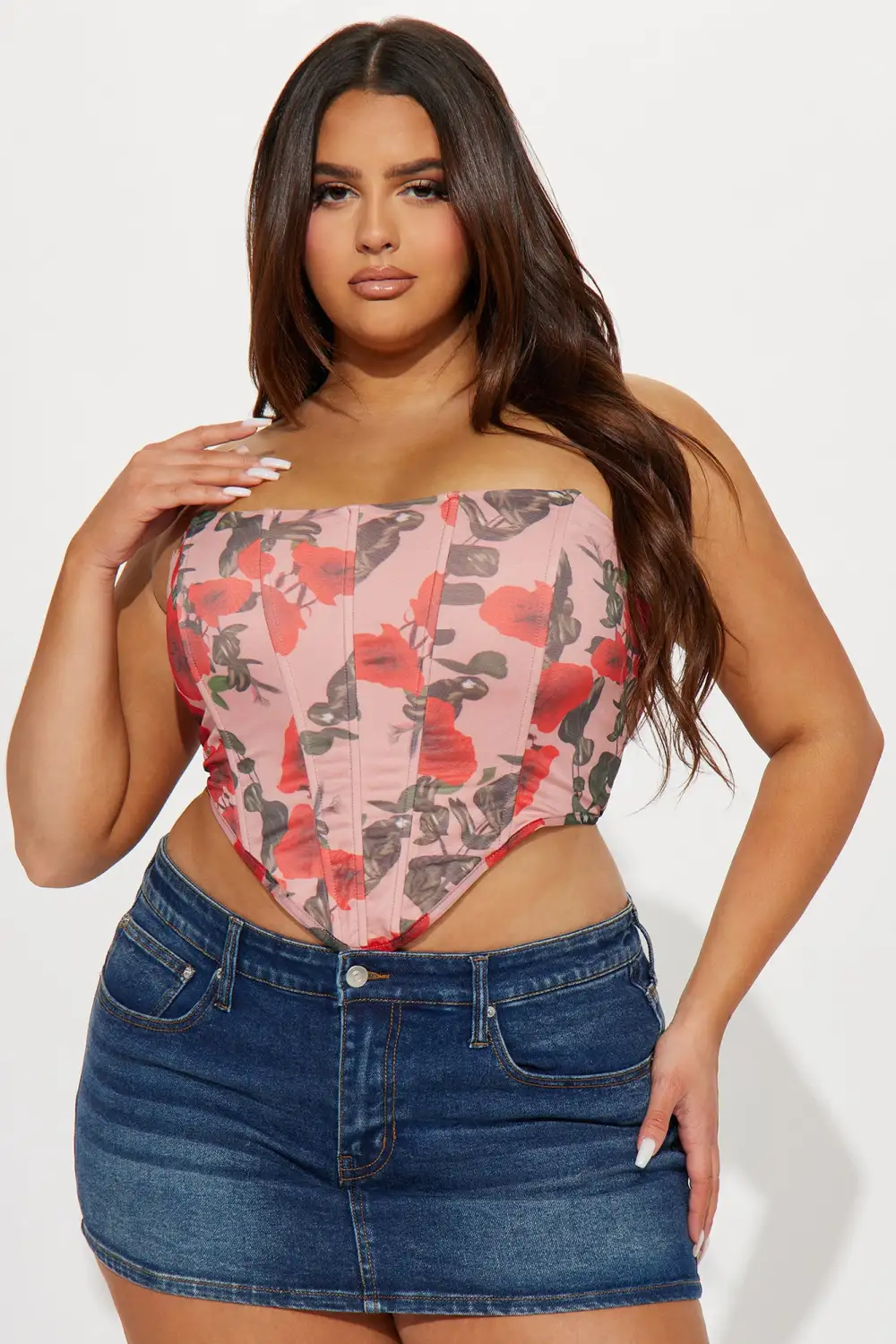 Hopeless Romantic Mesh Corset - Blush/combo