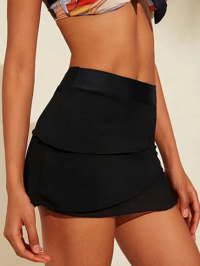Solid Asymmetric Hem Swim Bottoms