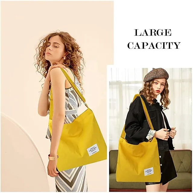 Canvas Tote Bag For Women Retro Large Size Canvas Shoulder Bag Hobo Crossbody Handbag Casual Tote For Shopping And Travel