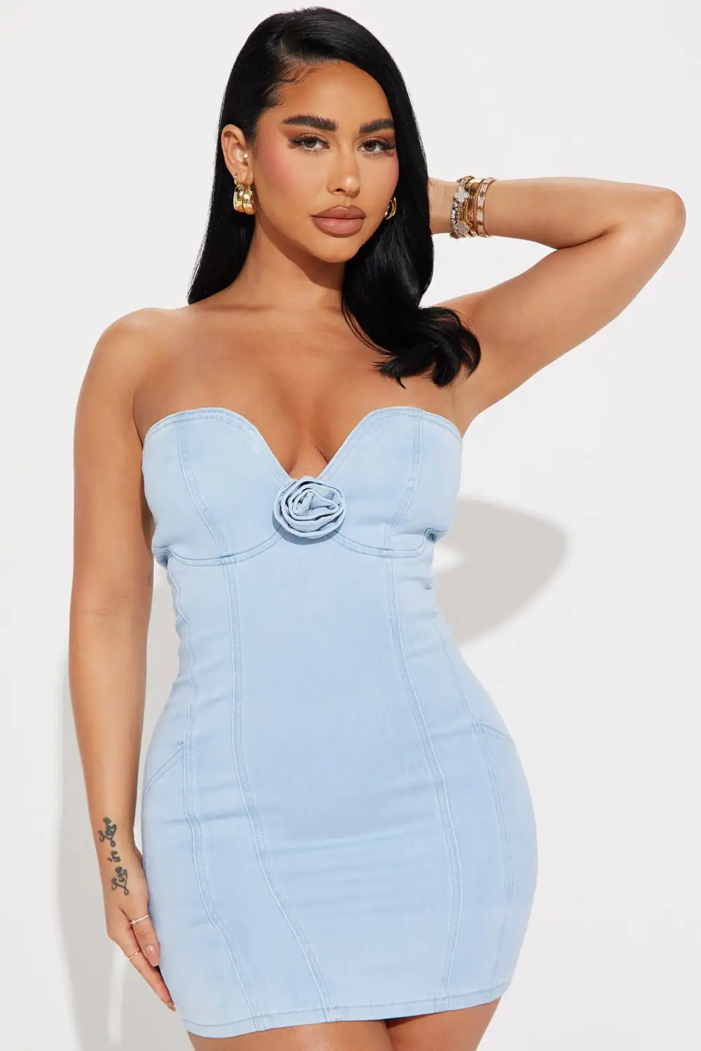 Know My Worth Sweetheart Mini Dress - Light Blue
