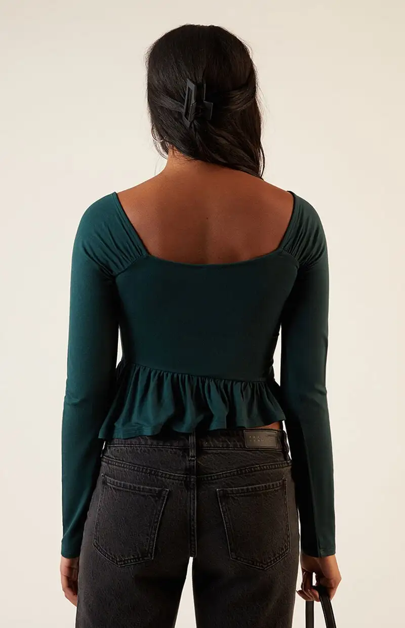 Est. PAC 1980 Asymmetrical Long Sleeve Babydoll Top