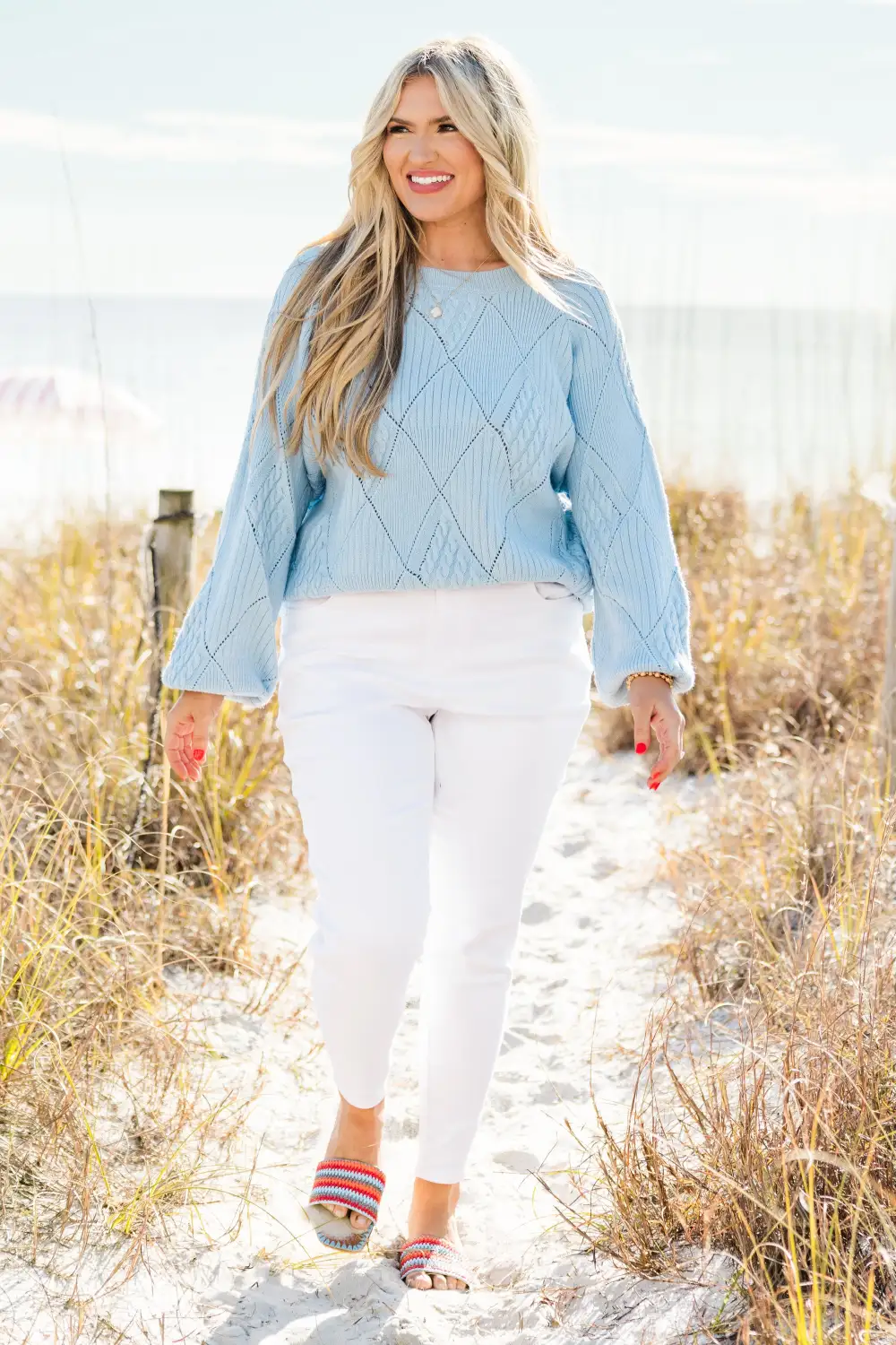 Open My Heart Sweater, Blue