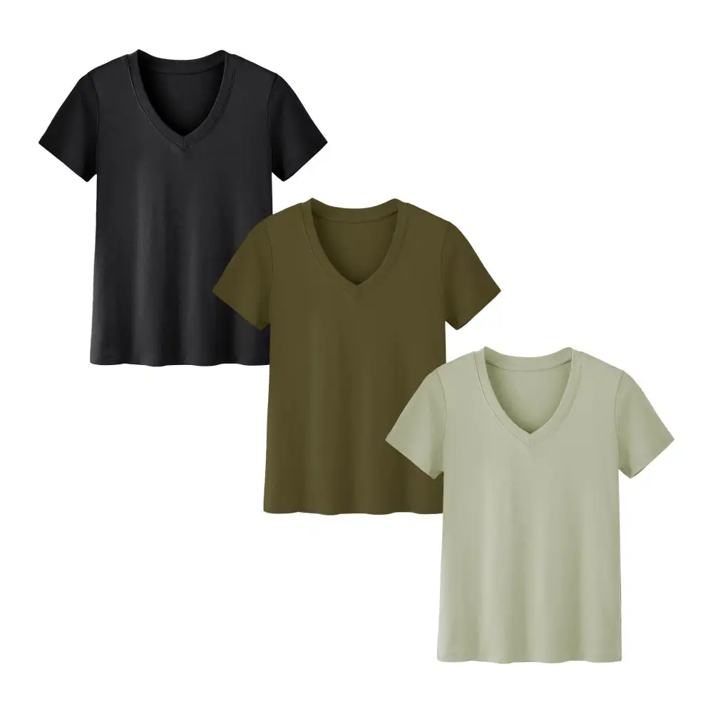 Womens 10 Pack T-Shirts Basic Short Sleeve V Neck Tops - Plus Size Fashion Loose Fit Lightweight Casual Summer Clothes Lady Comfort