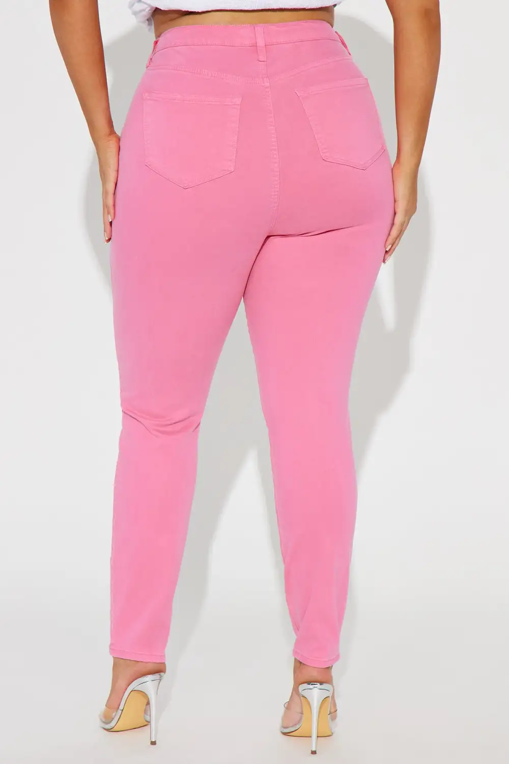 Classic Color High Waist Skinny Jeans - Pink