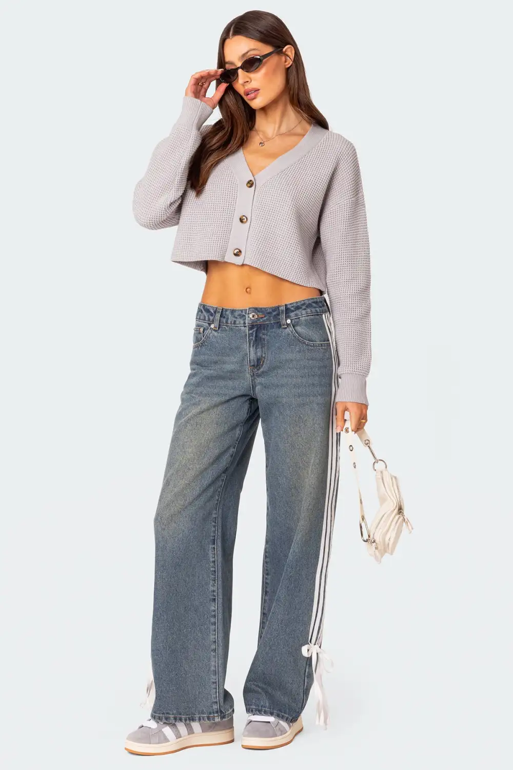 Oversized Waffle Knit Cropped Cardigan