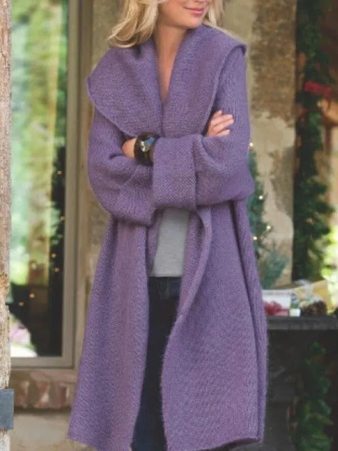 Solid color casual mid-length women's coat