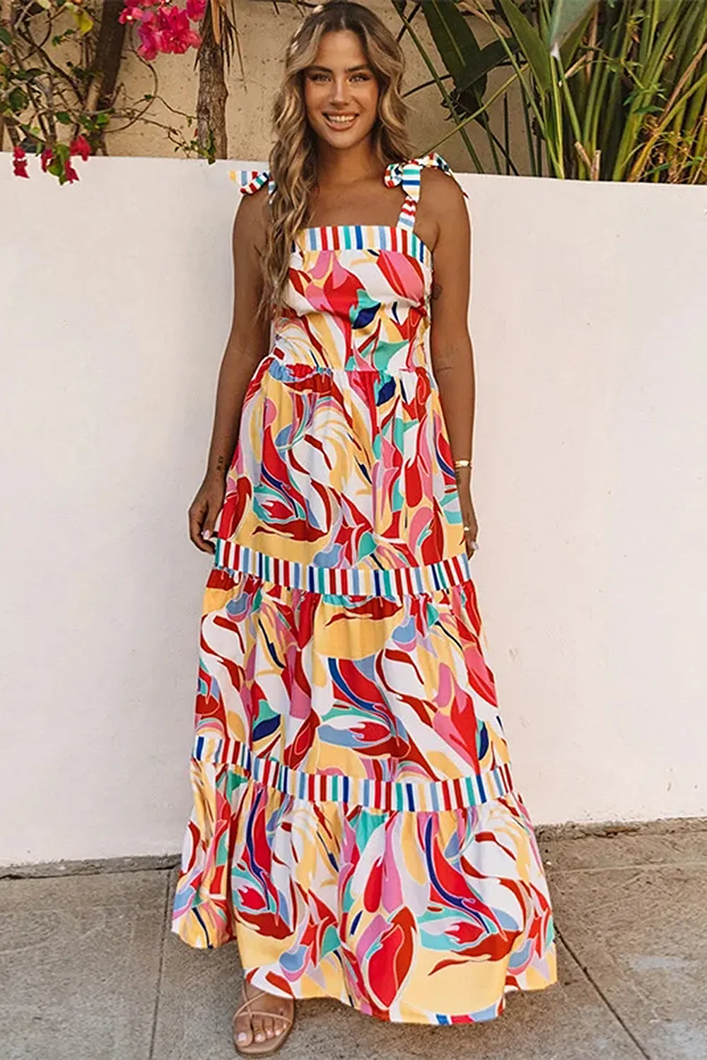 Sling Bandeau Printed Maxi Dress