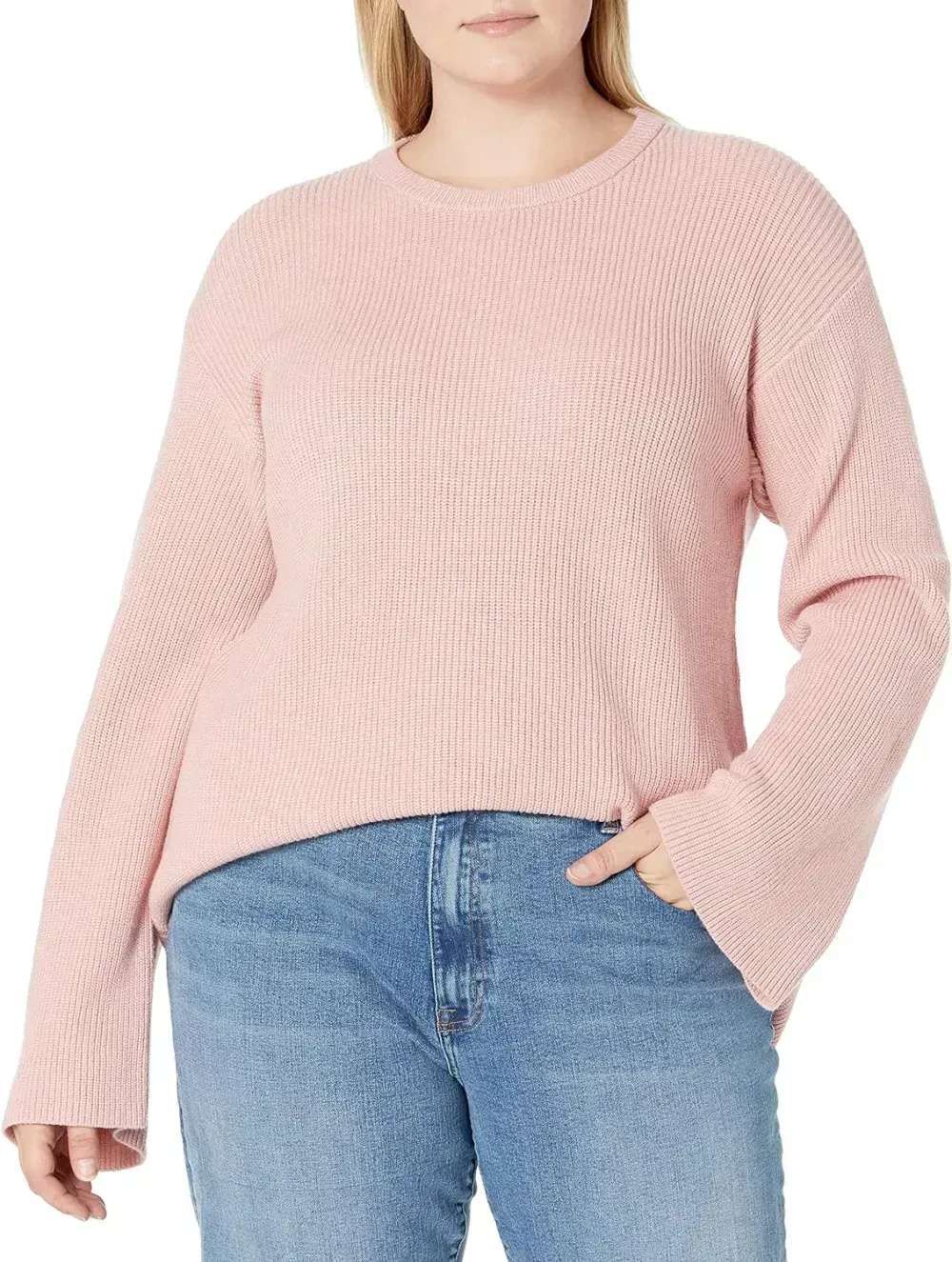 Women's Alice Crewneck Back-Slit Ribbed Pullover Sweater