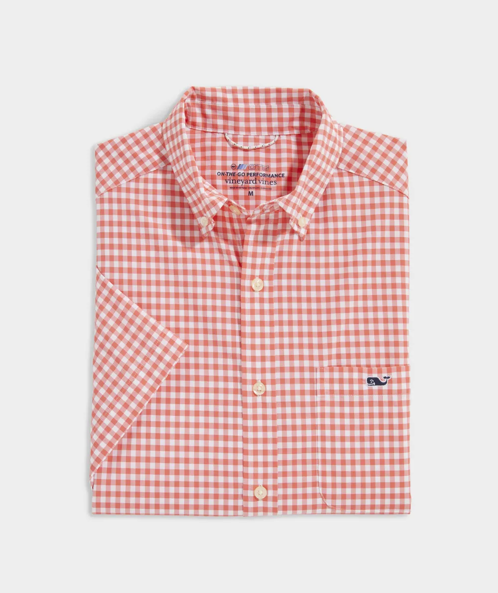 On-The-Go Nylon Short-Sleeve Gingham Shirt