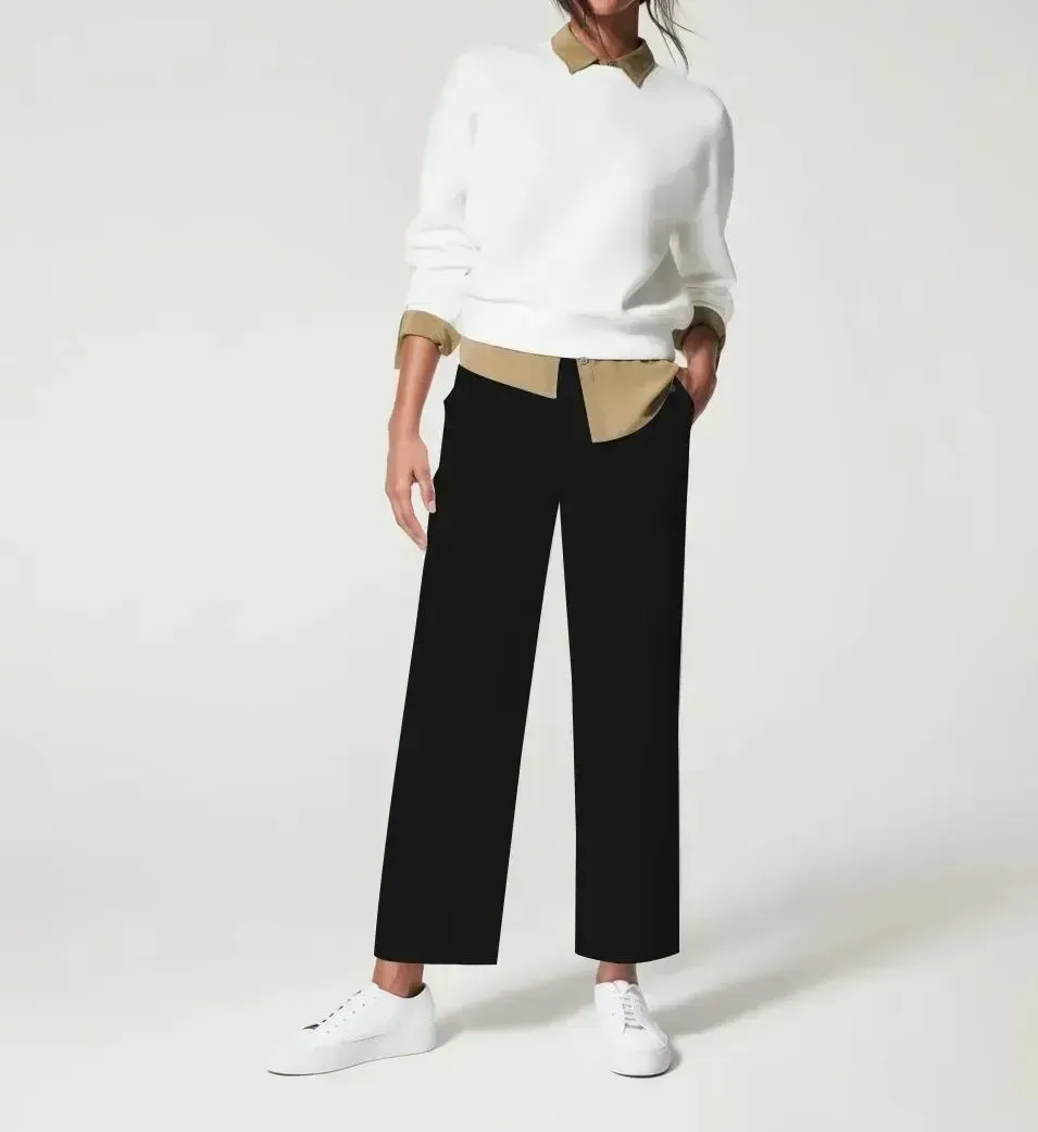 Stretch Twill Cropped Wide Leg Pant
