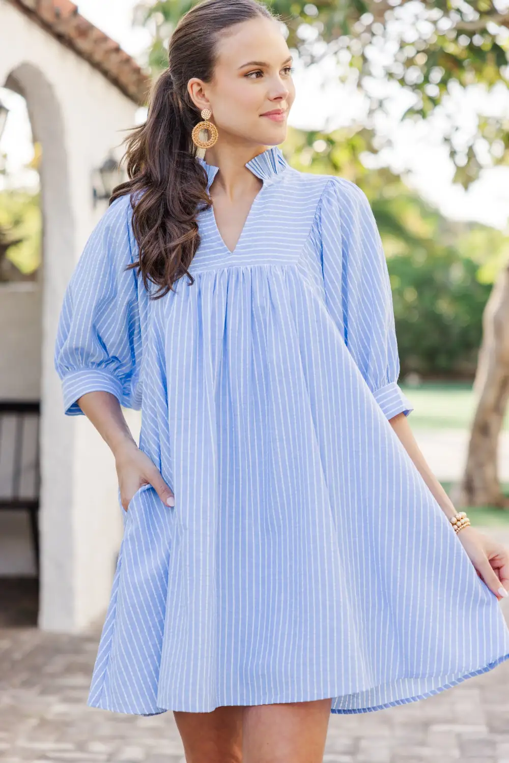 Little Moments Light Blue Babydoll Dress