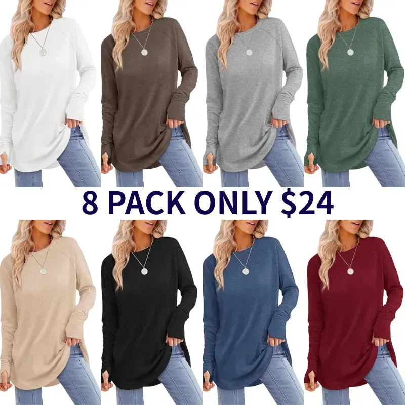 Womens Tunic Tops to Wear with Leggings Long Sleeve Thumb Hole Shirts