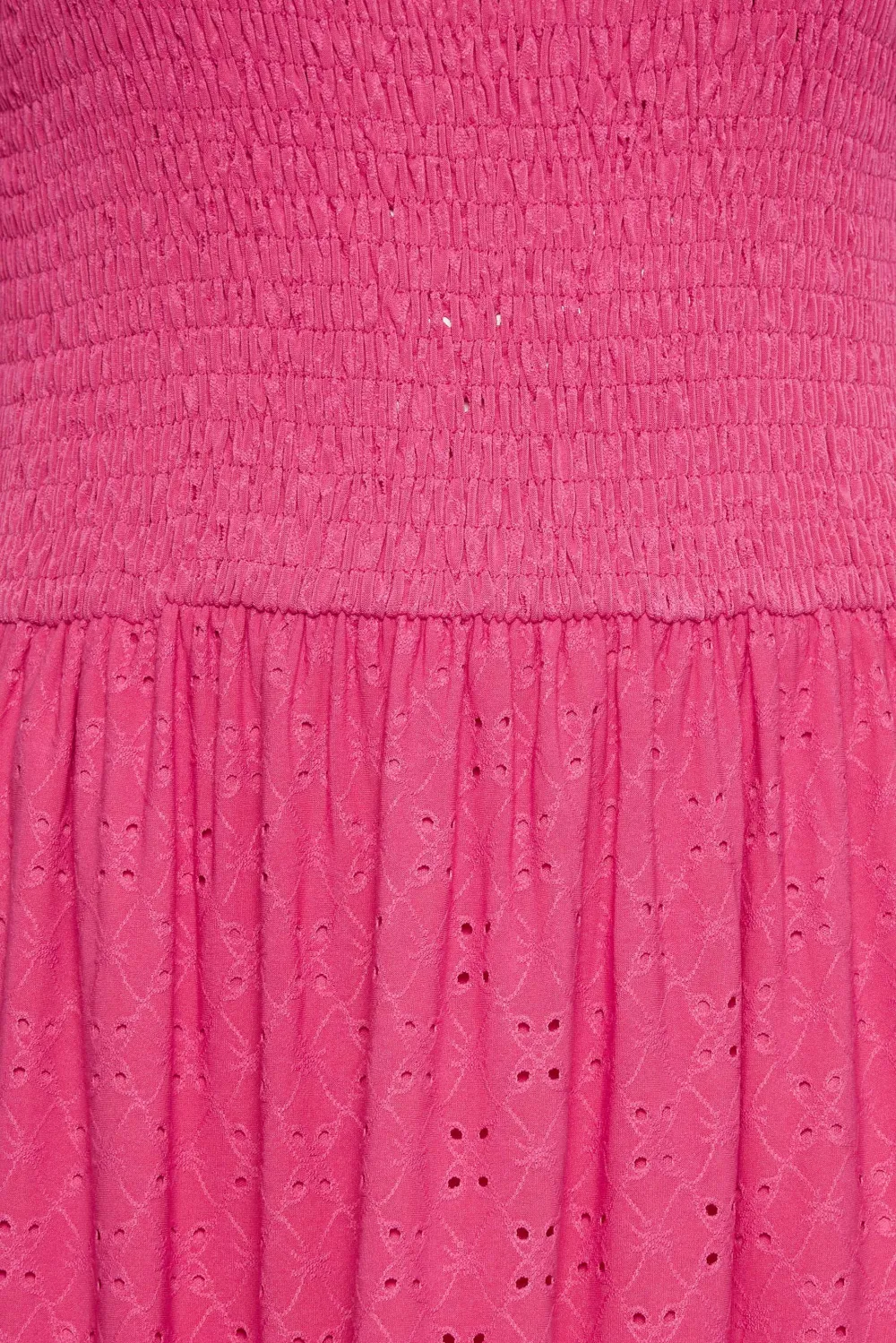YOURS Curve Pink Shirred Broderie Anglaise Midaxi Dress