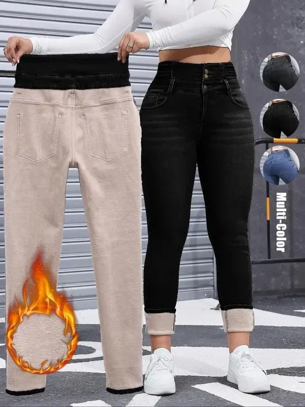 🔥Last Day 89% OFF🔥Women's High Elasticity Fleece Lined Thick Denim Jeans