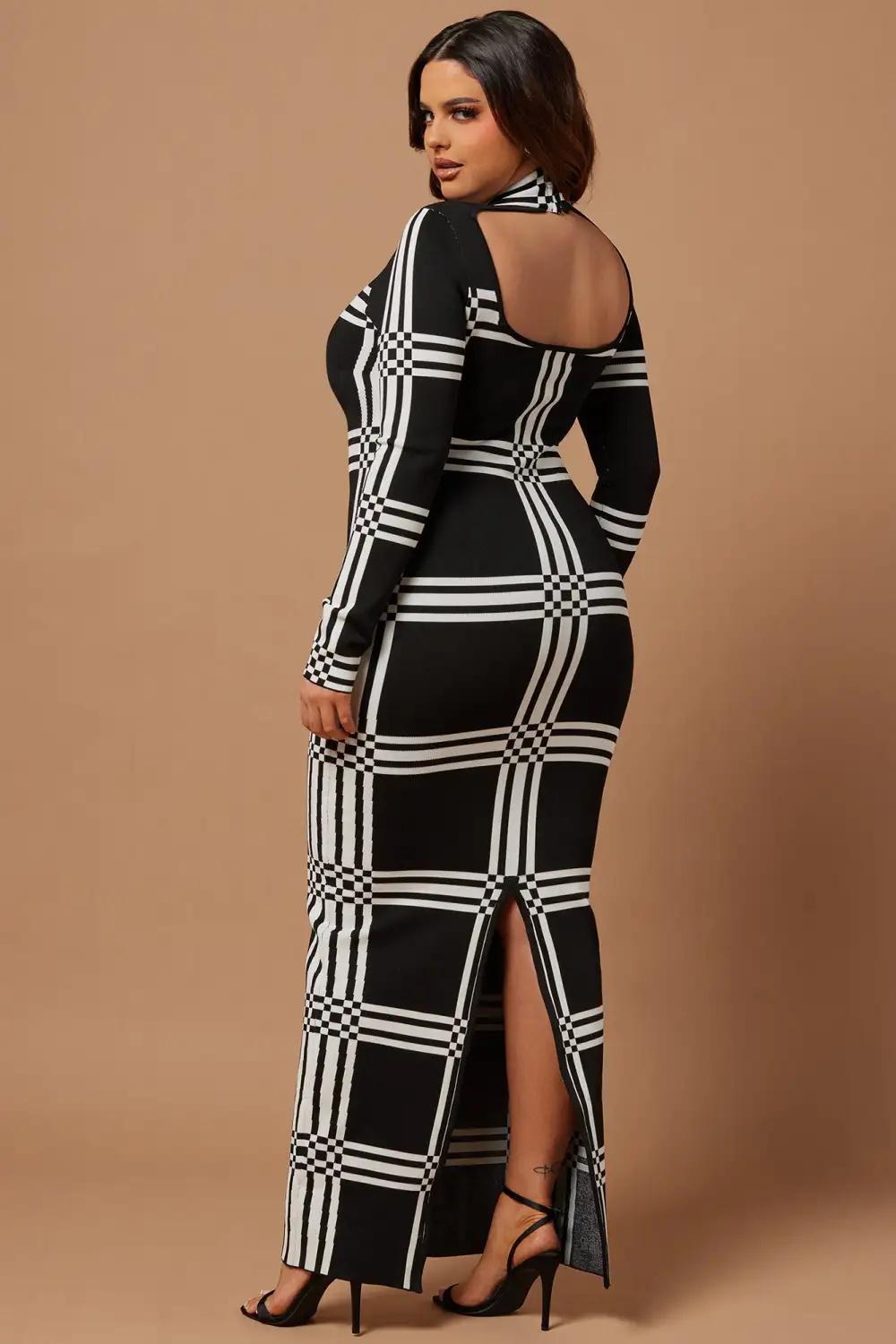 Claudia Knit Maxi Dress - Black/White