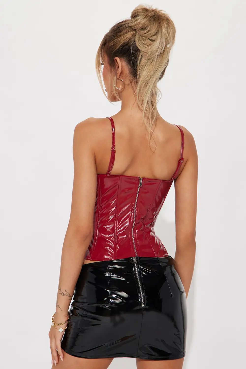 Drama Queen Faux Leather Corset Top - Red