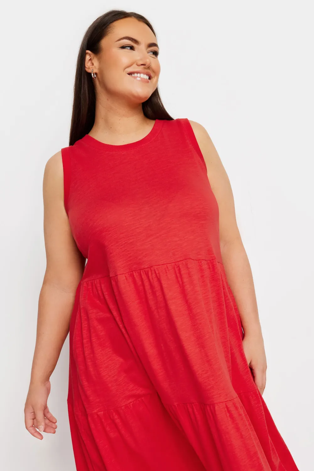 YOURS Curve Red Tiered Midaxi Dress