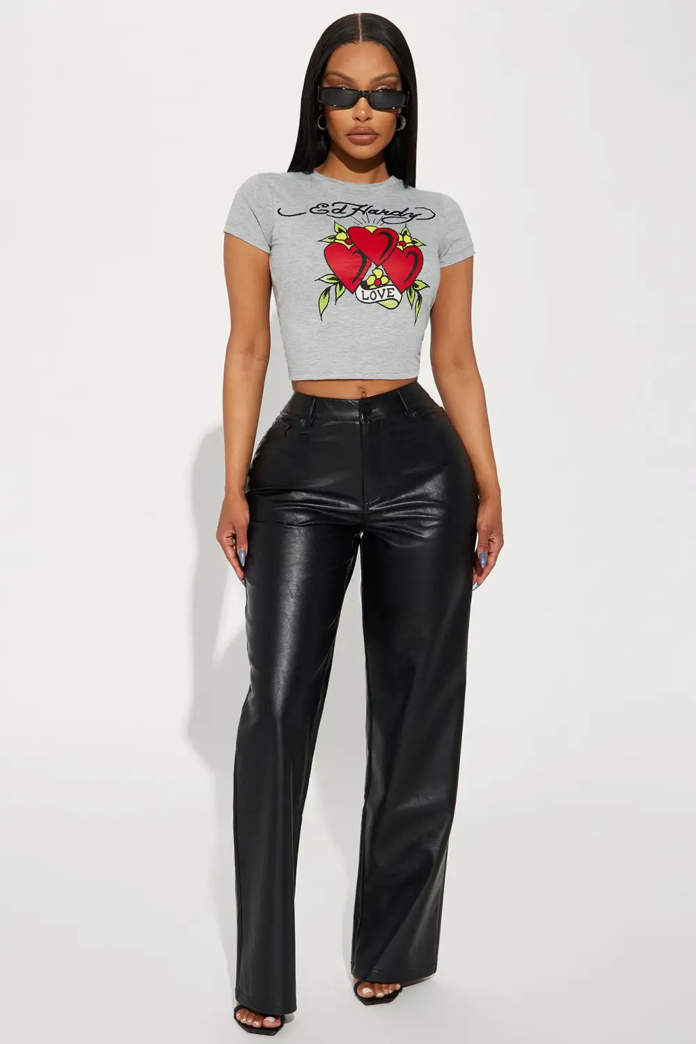 Ed Hardy Heart Fitted Tee - Heather Grey