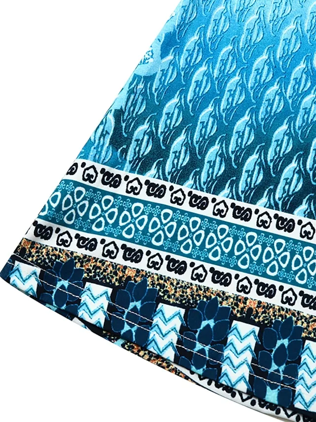 Women's Casual Dress Mini Dress Blue Sleeveless Print Print Spring Summer Halter Casual 2023 S M L XL XXL 3XL