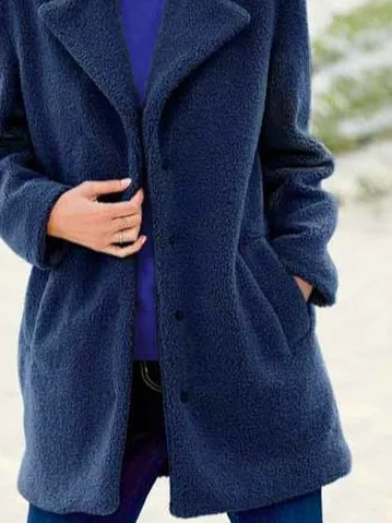 Lapel Collar Casual Polar Fleece Teddy Jacket
