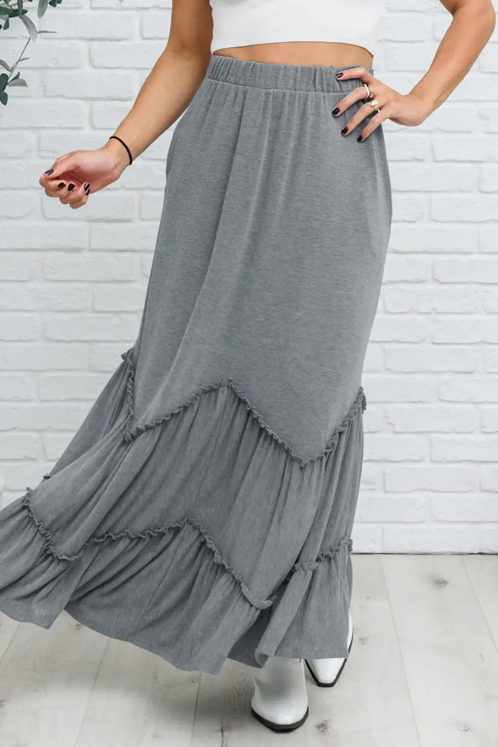 Maxi Tiered Zig-Zag Skirt