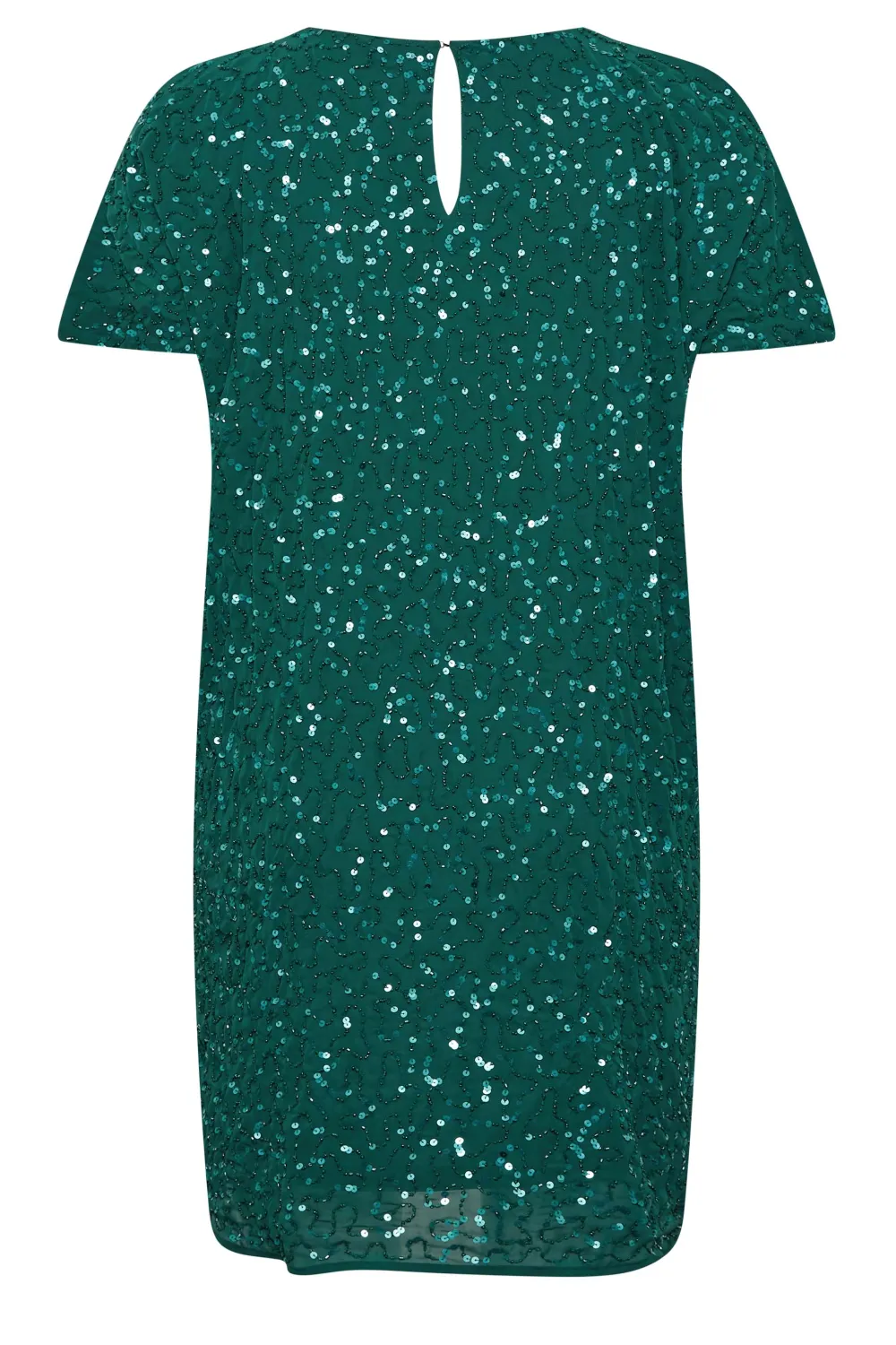 LUXE Curve Teal Green Sequin Hand Embellished Cape Dress