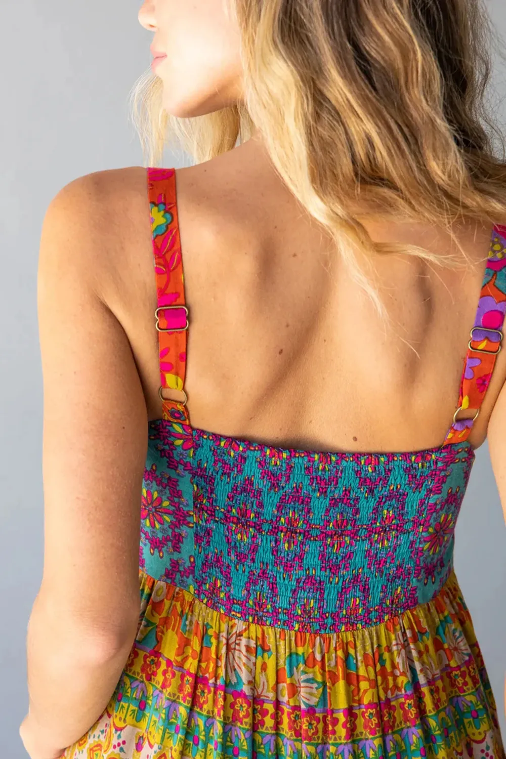 Patricia Maxi Dress - Red Mustard Border