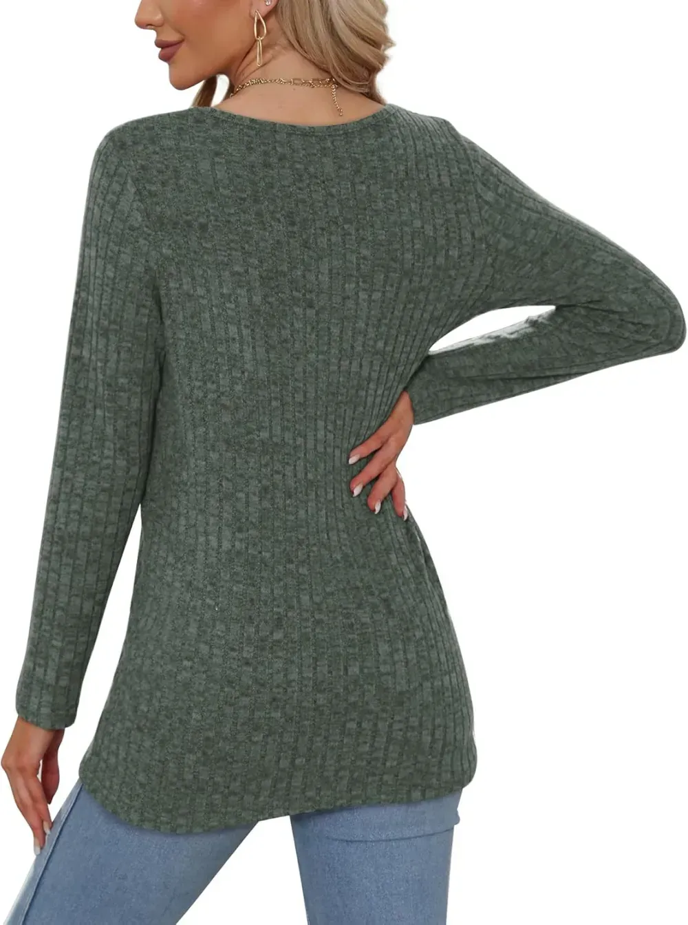 OFEEFAN Long Sleeve Shirts for Women Lightweight Crew Neck Casual Tunic Tops