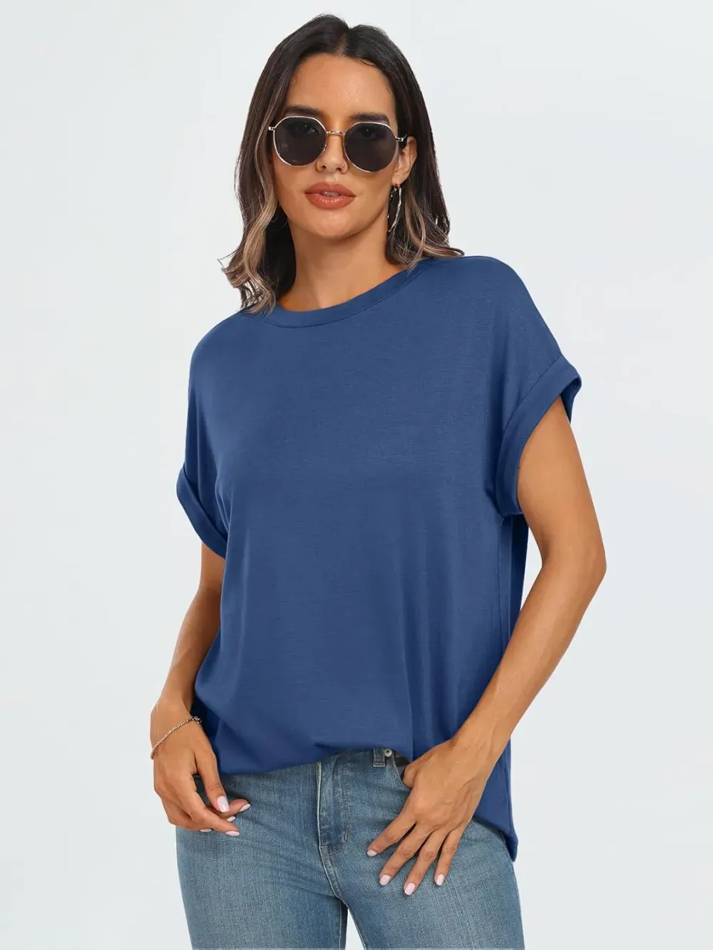 AUTOMET Women Tops Casual Basic T Shirts Loose Fit Crewneck Short Sleeve Summer Outfits