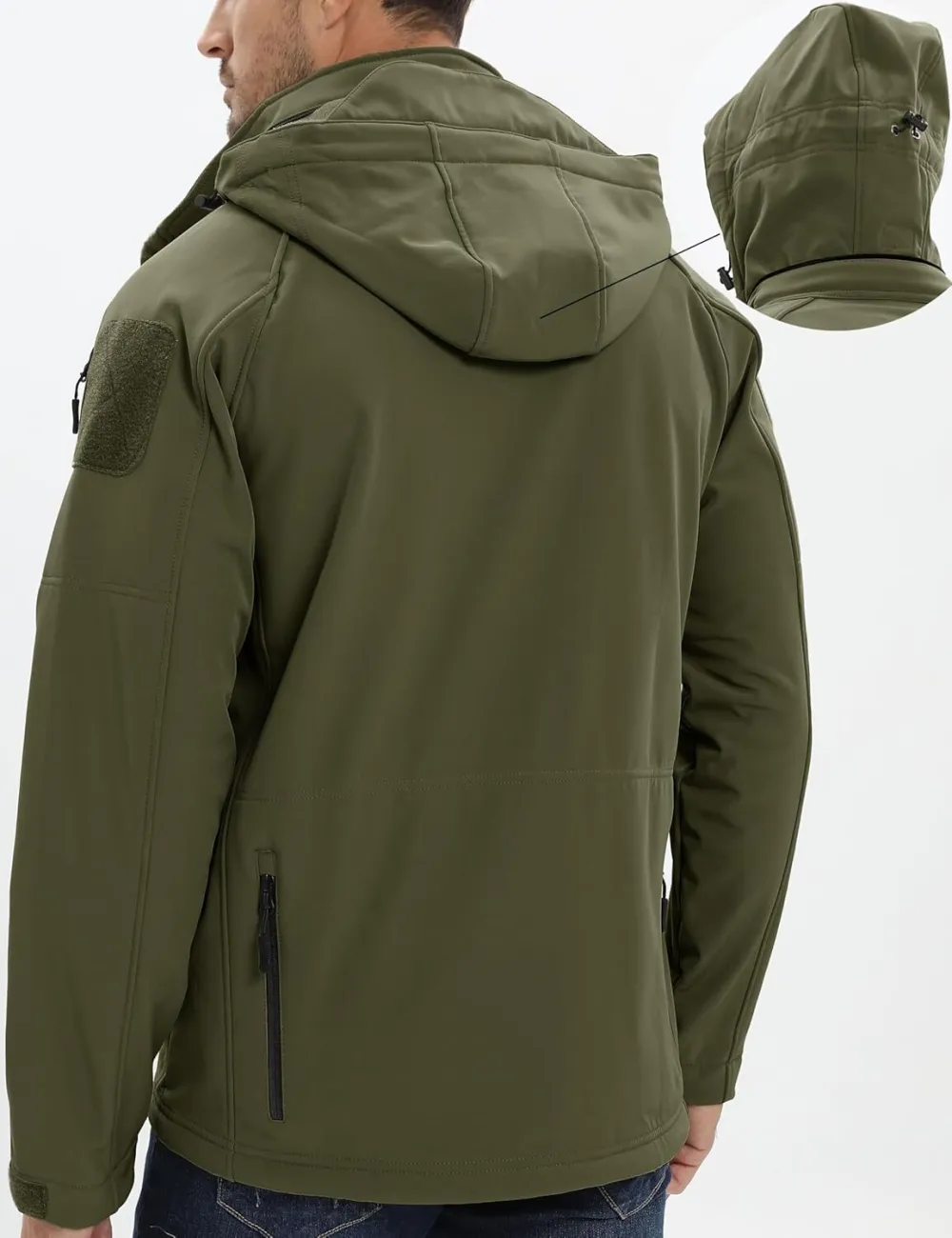 Men's Tactical Jacket 8 Pockets Water Resistant Jacket Softshell Fleece Lined Jacket Winter Coats Ski Jacket