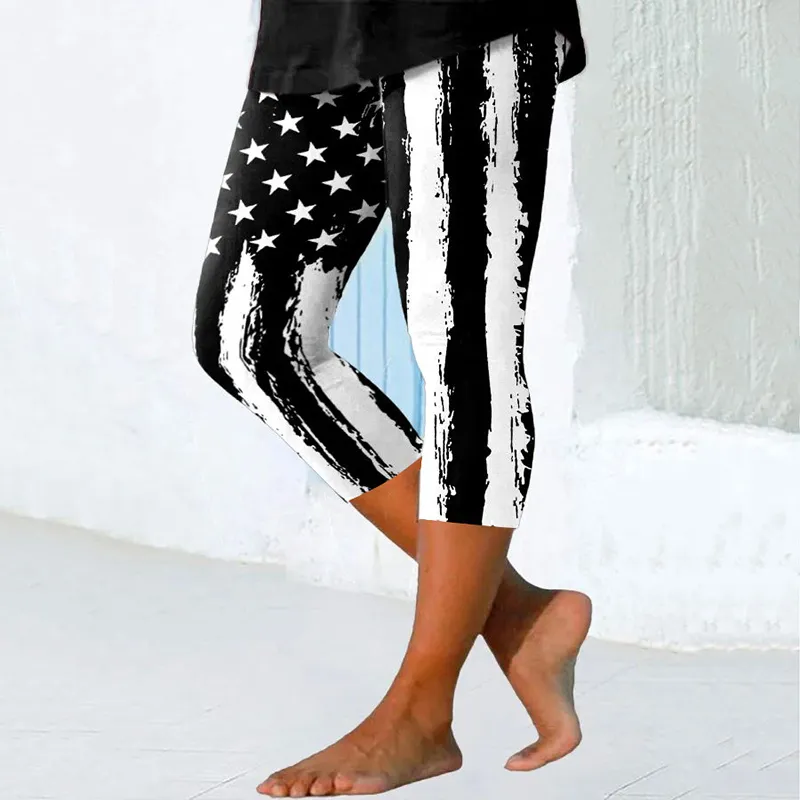Women's Independence Day Flag Print Leggings