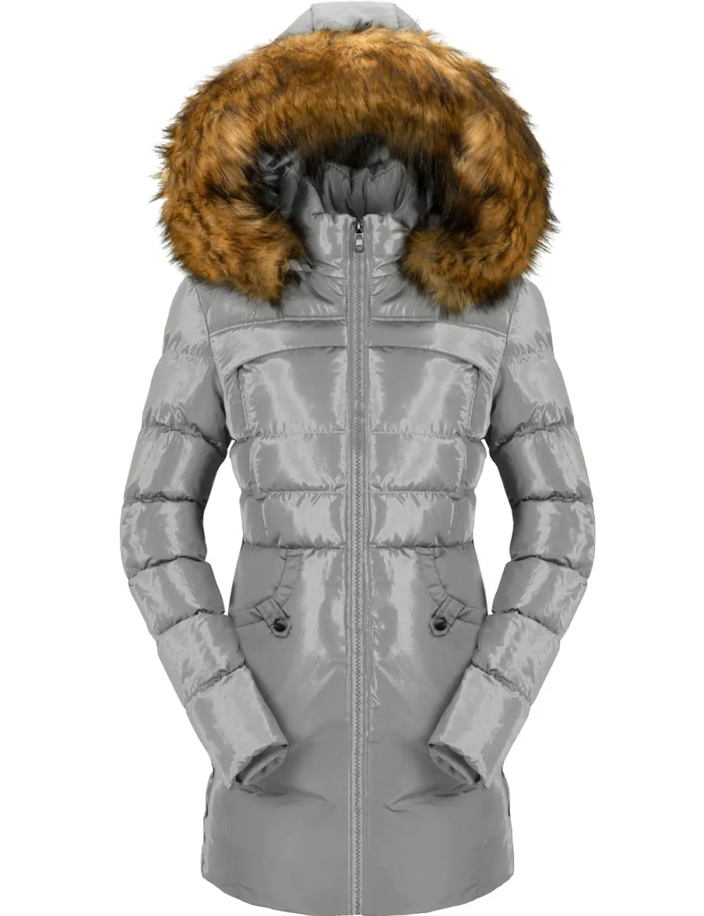 Women's Winter Puffer Coat Heavy Warm Long Parka Down Jacket with Fur Hood