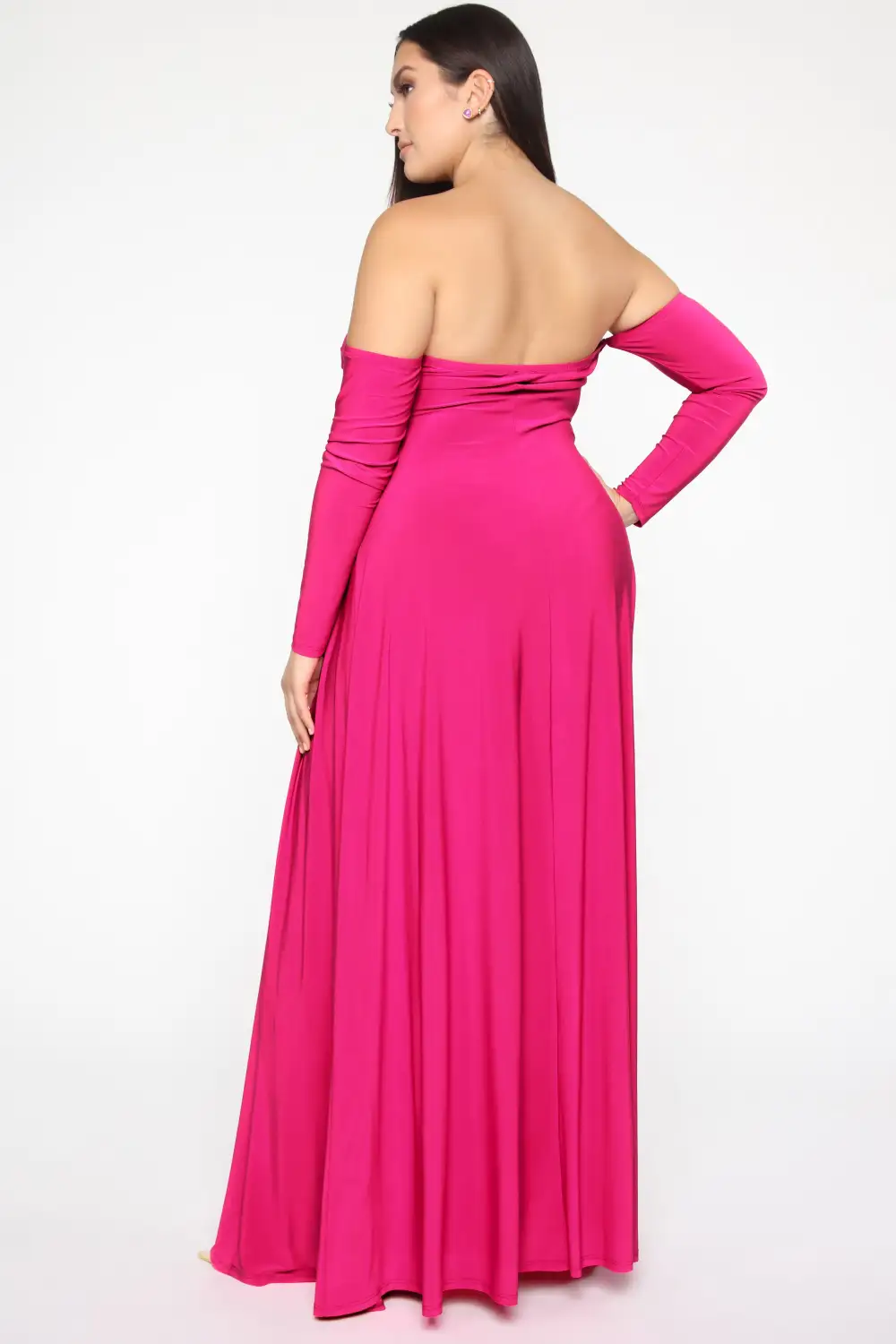 Elegantly Fab Off Shoulder Maxi Dress - Magenta