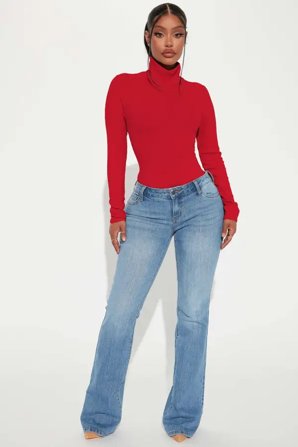 Tess Turtleneck Bodysuit - Red