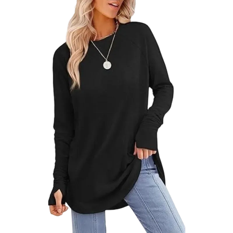 Womens Tunic Tops to Wear with Leggings Long Sleeve Thumb Hole Shirts