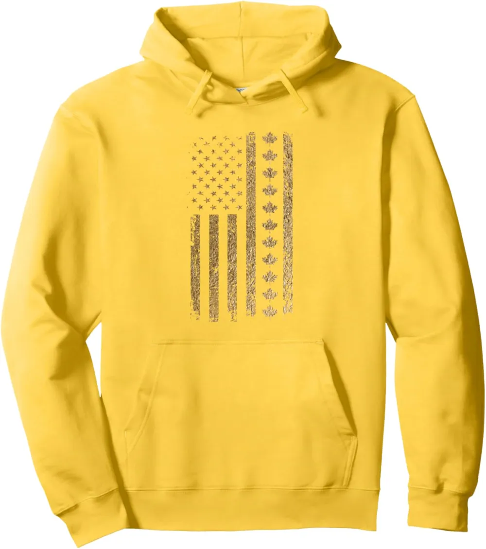 Our 51st state of America American Flag with Canada Maple Pullover Hoodie