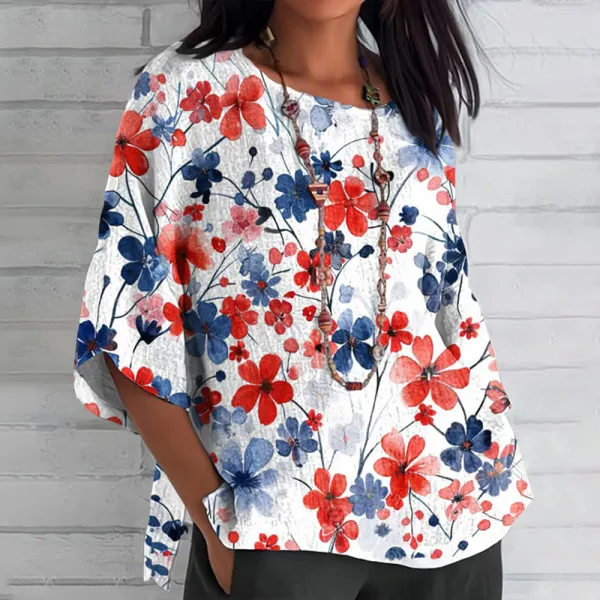 Women's Vintage Independence Day Art Print Top