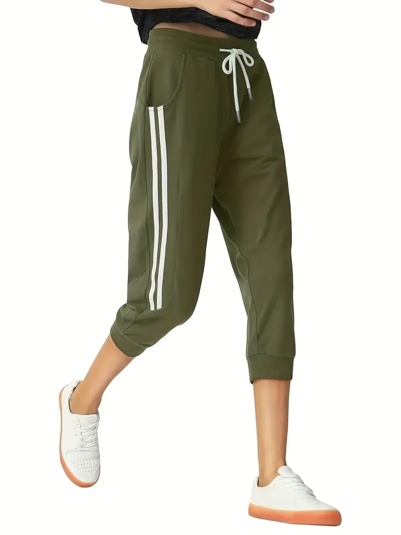 Women's Athletic Capri Pants - Casual Sports Running Yoga Fitness