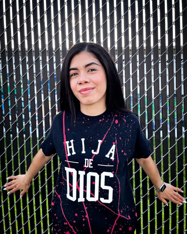 Hija De Dios (Black Splattered Red) Adult Box T-Shirt