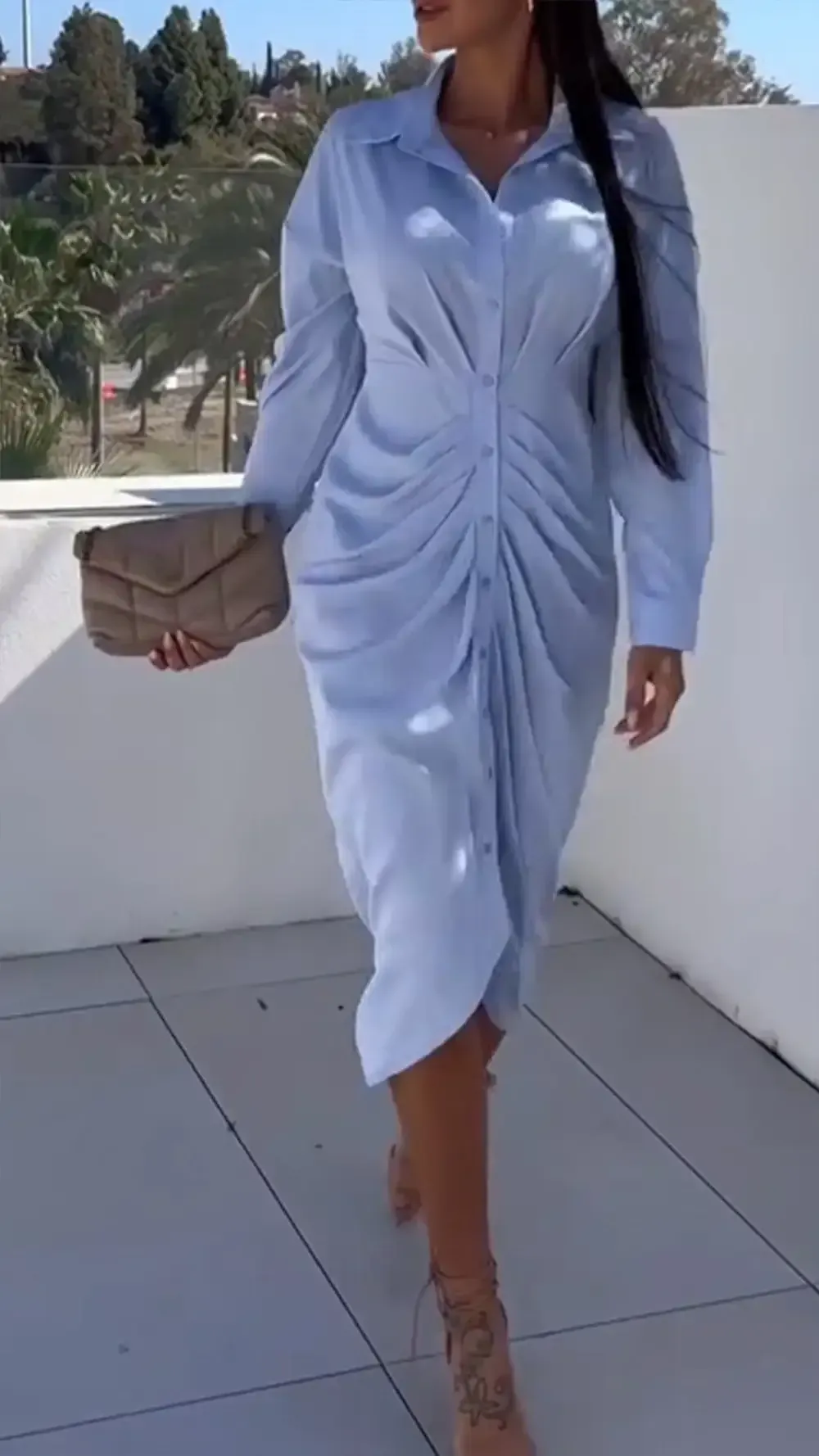 Women's Lapel Long Sleeve Elegant Dress