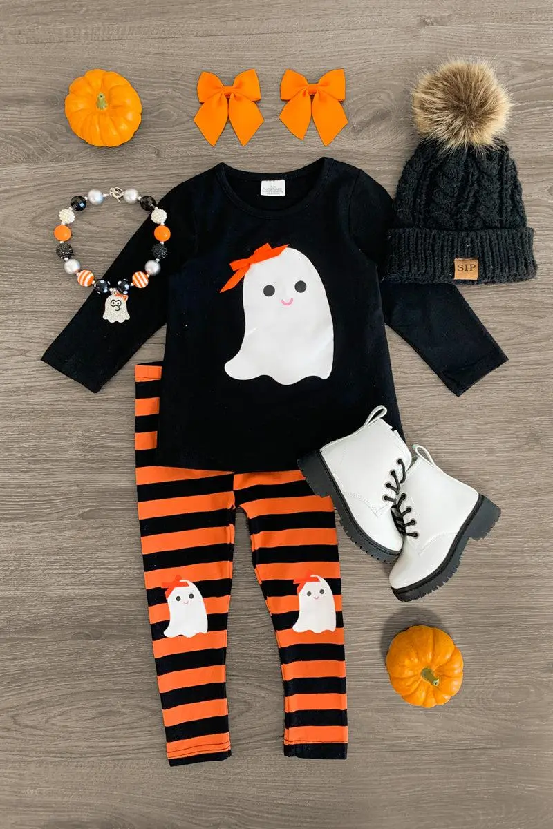 Striped Happy Ghost Legging Set